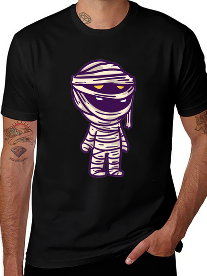 Camiseta Negra con Diseño de Momia Divertida