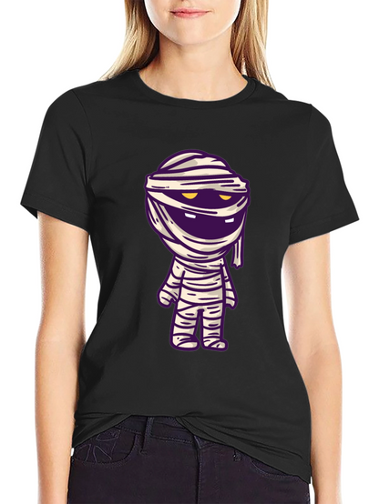 Camiseta Negra con Diseño de Momia Divertida