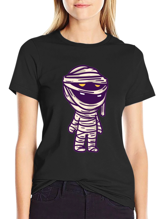 Camiseta Negra con Diseño de Momia Divertida