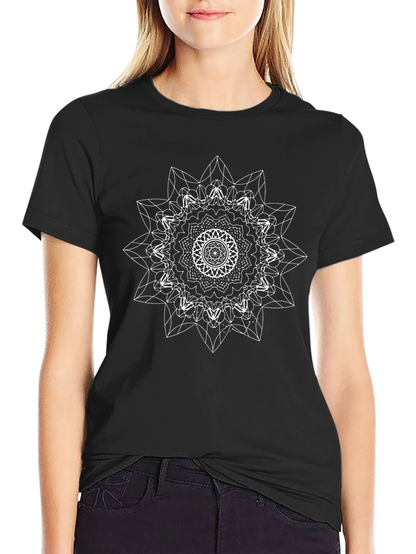 Camiseta Negra Mandala Geométrica Hombre