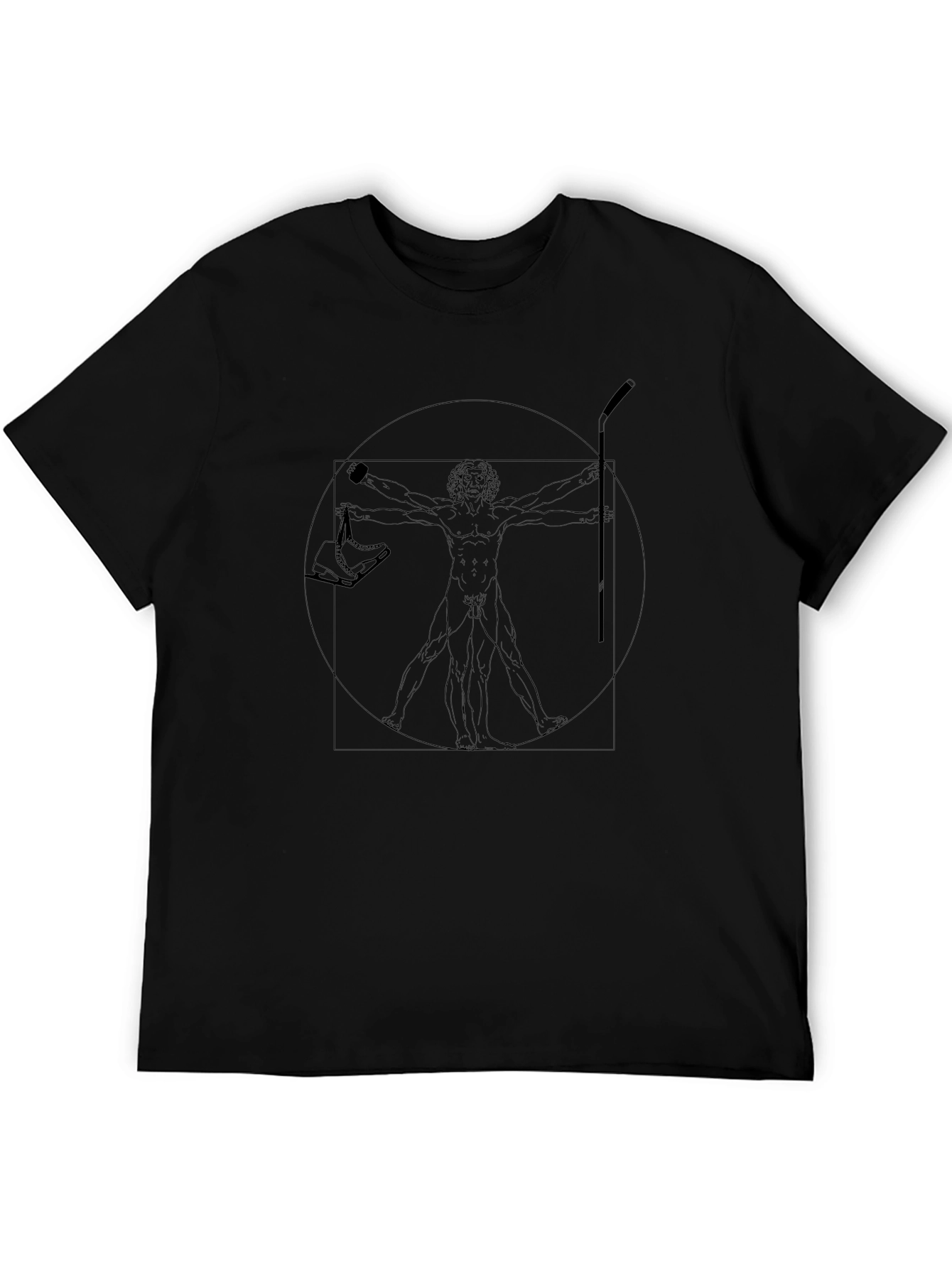 Camiseta Negra Hombre Diseño Vitruvio Hockey
