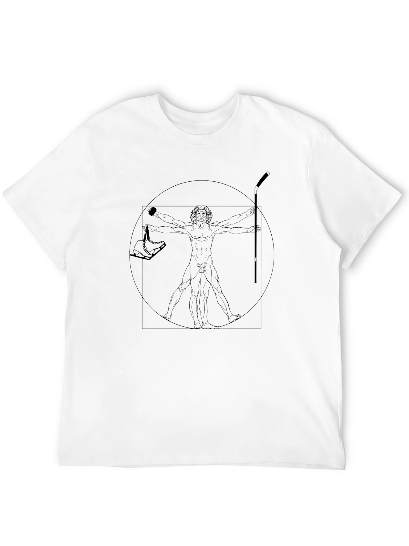 Camiseta Negra Hombre Diseño Vitruvio Hockey