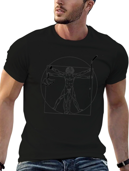 Camiseta Negra Hombre Diseño Vitruvio Hockey