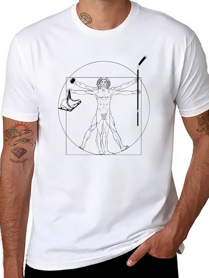 Camiseta Negra Hombre Diseño Vitruvio Hockey