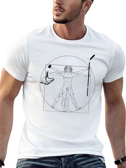 Camiseta Negra Hombre Diseño Vitruvio Hockey