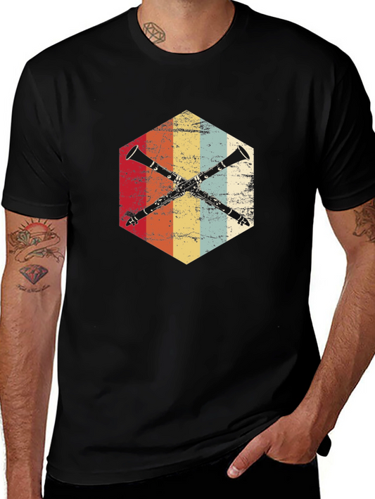 Camiseta Hombre Diseño Vintage Clarinete Música