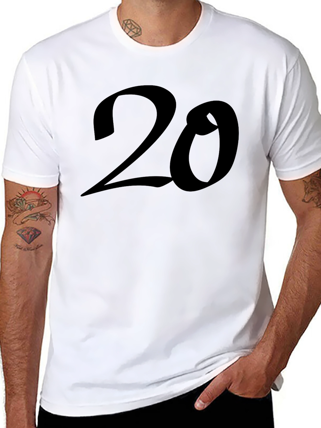 Camiseta Negra Número 20 Casual