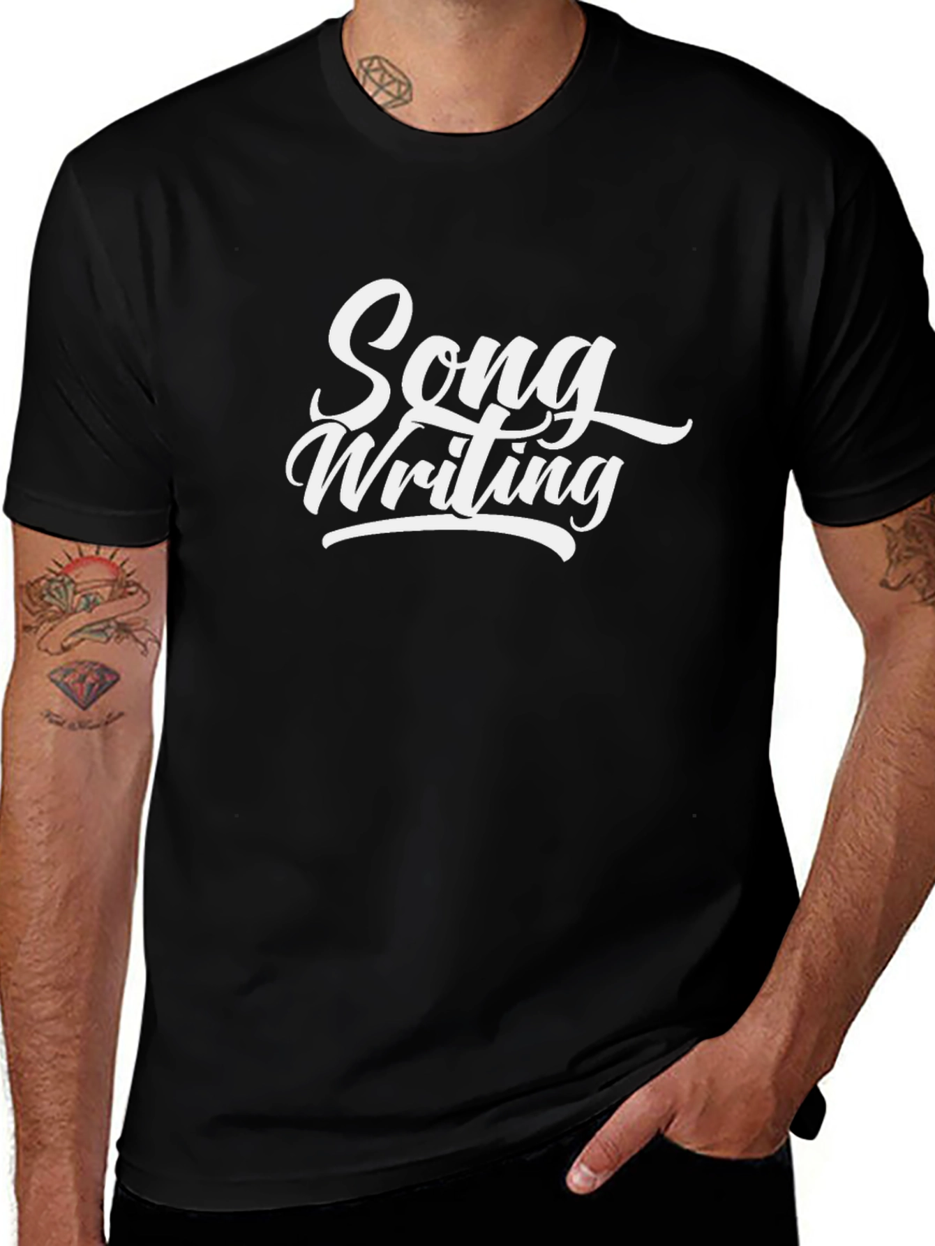 Camiseta Negra Song Writing para Amantes de la Música