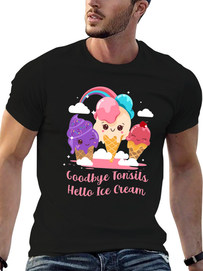 Camiseta Negra Adiós Amígdalas Hola Helado