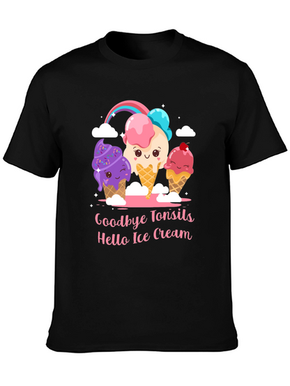 Camiseta Negra Adiós Amígdalas Hola Helado