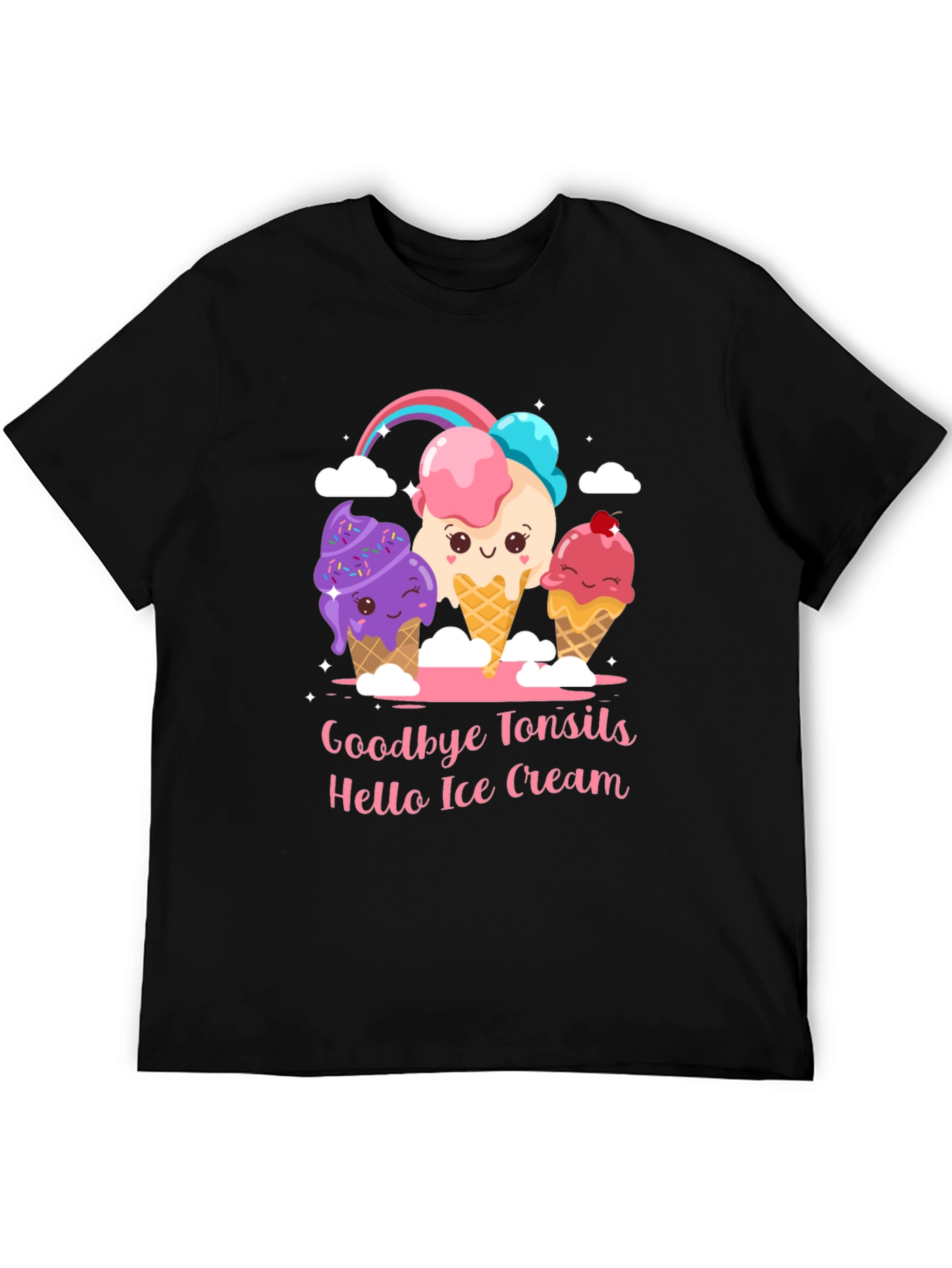 Camiseta Negra Adiós Amígdalas Hola Helado