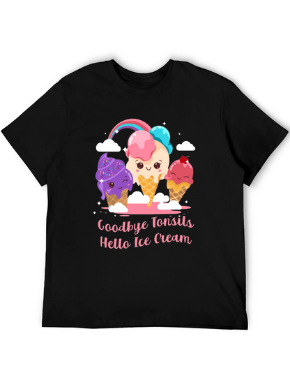 Camiseta Negra Adiós Amígdalas Hola Helado
