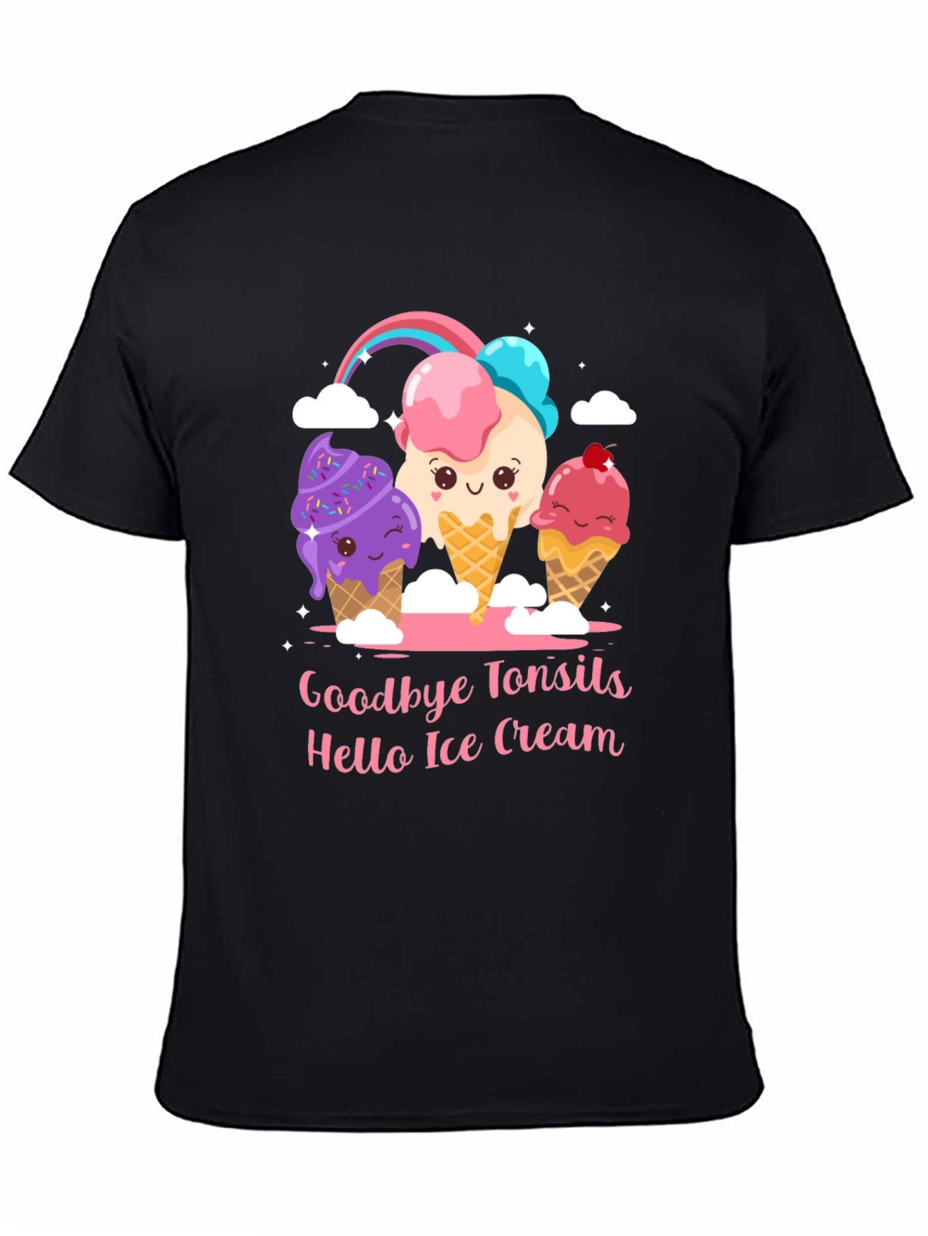 Camiseta Negra Adiós Amígdalas Hola Helado
