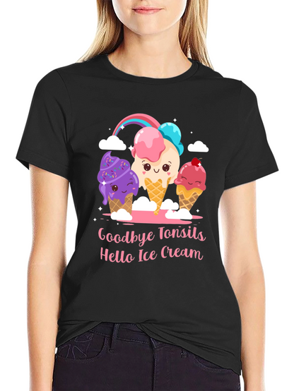Camiseta Negra Adiós Amígdalas Hola Helado