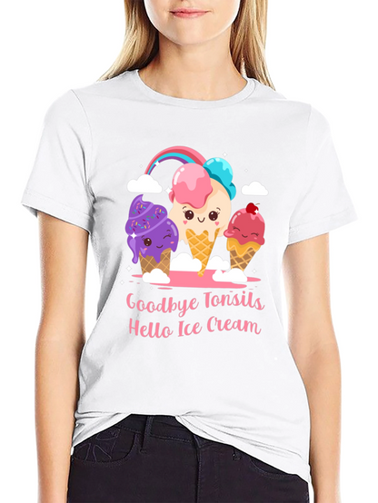 Camiseta Negra Adiós Amígdalas Hola Helado
