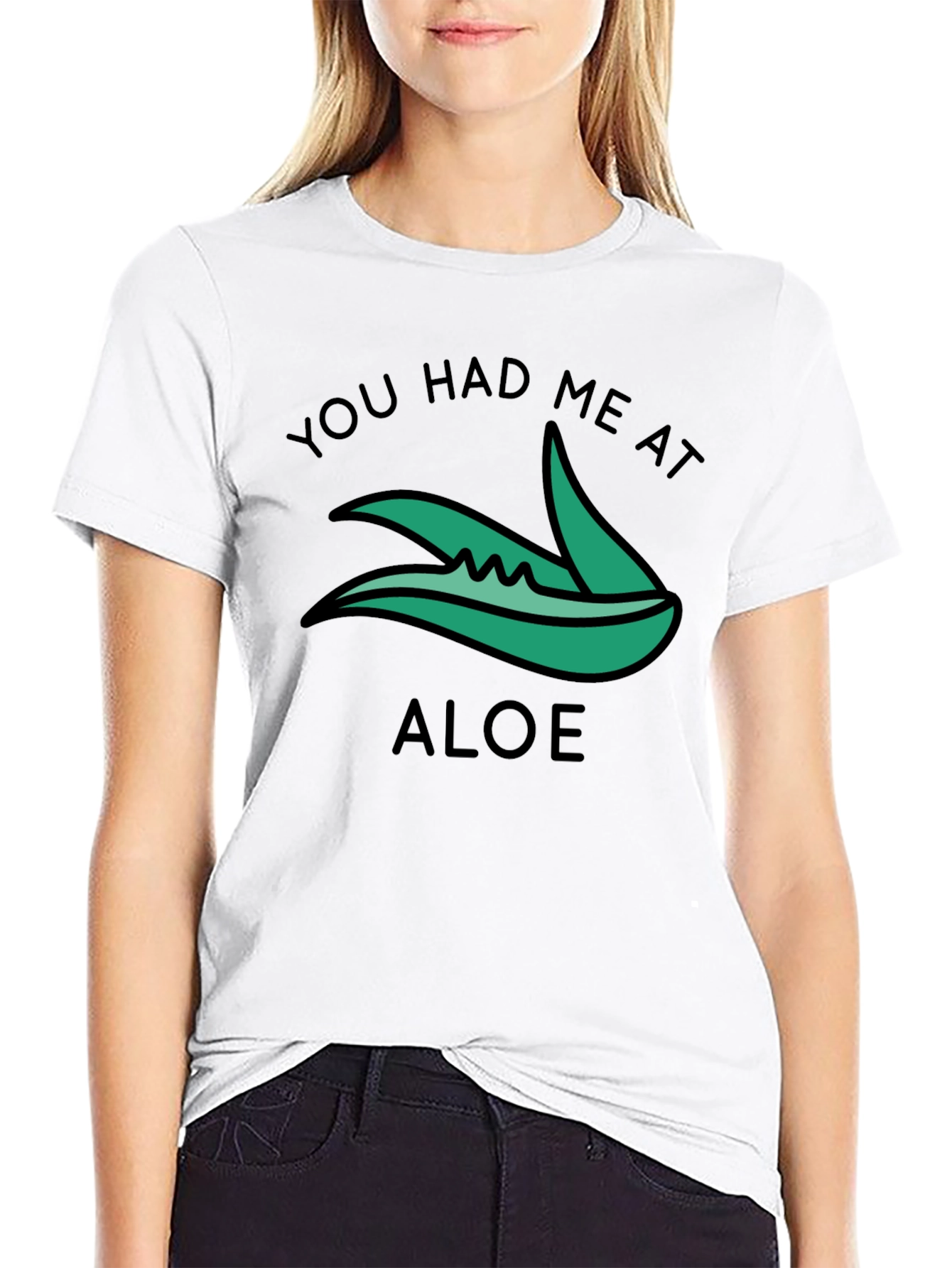 Camiseta Negra You Had Me At Aloe