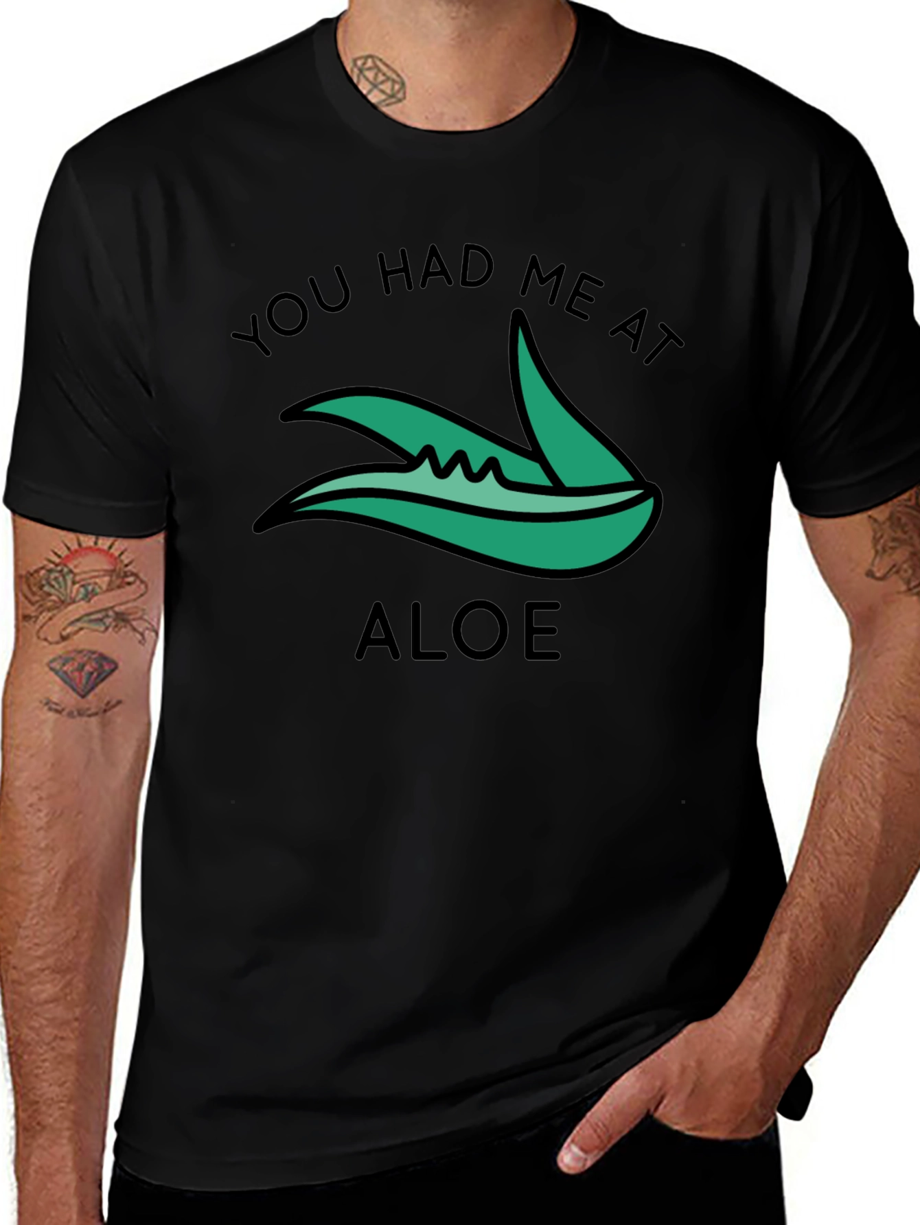 Camiseta Negra You Had Me At Aloe