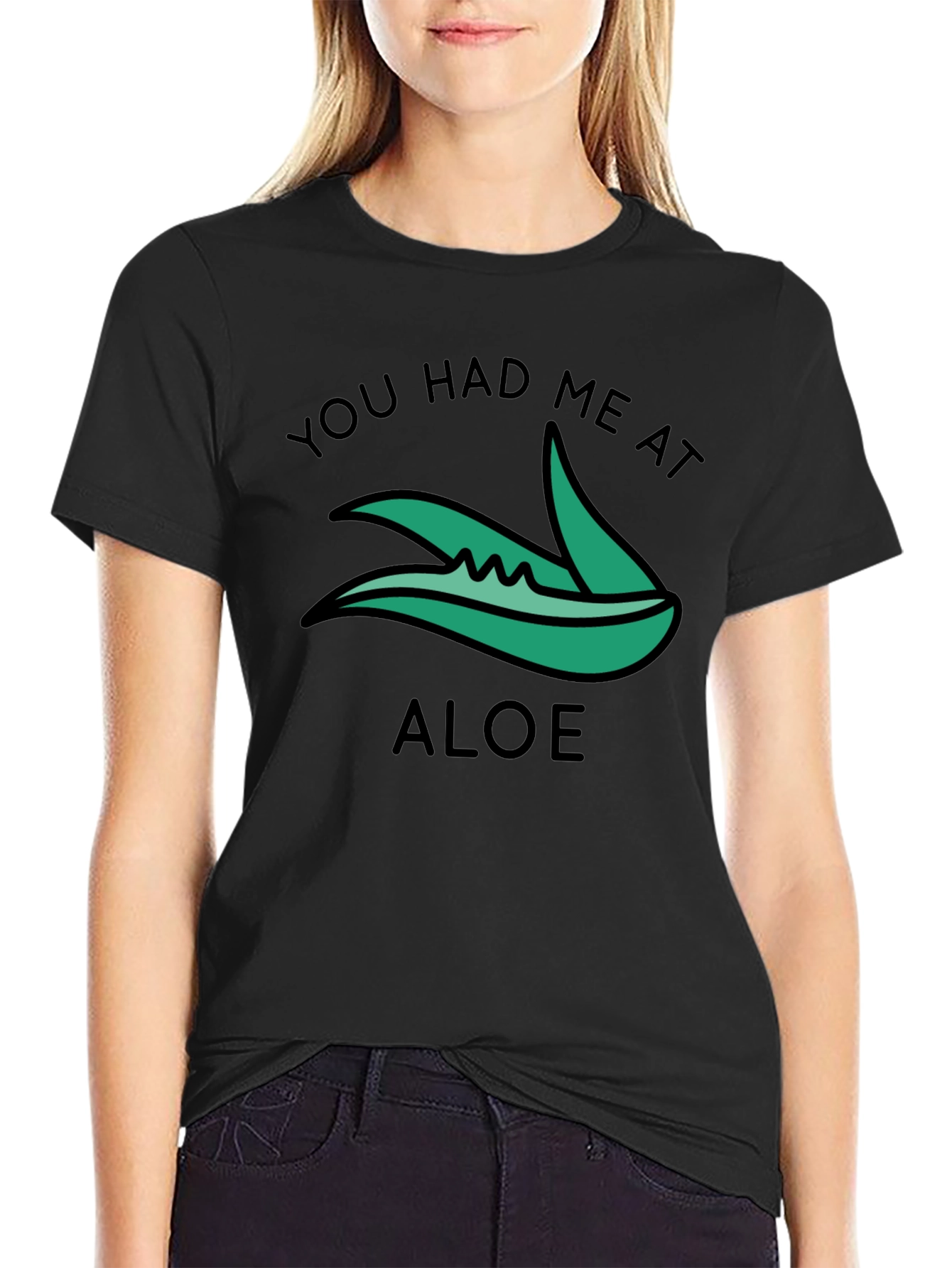Camiseta Negra You Had Me At Aloe