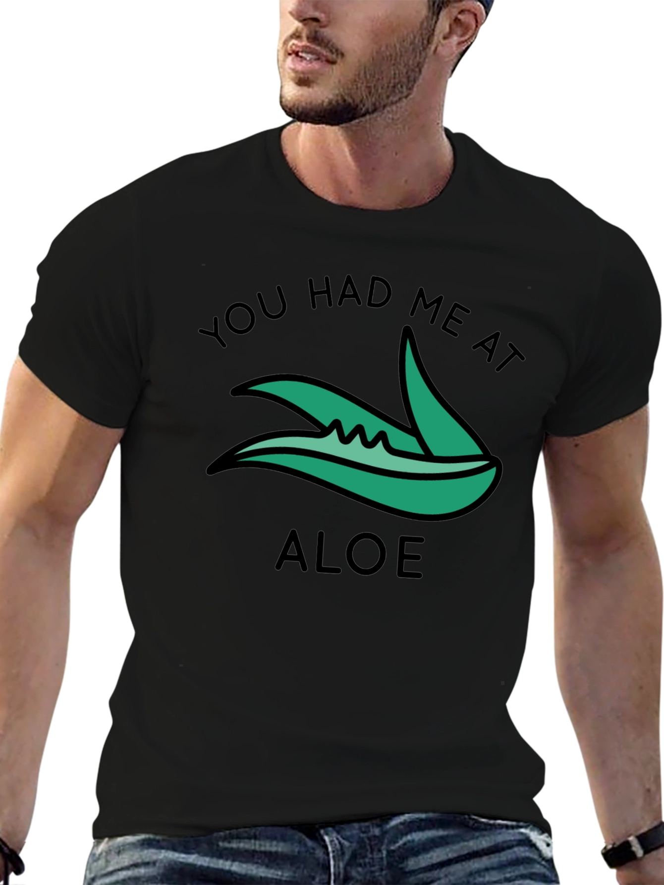 Camiseta Negra You Had Me At Aloe