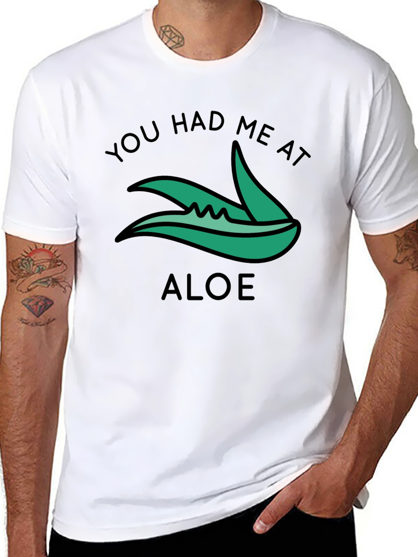 Camiseta Negra You Had Me At Aloe