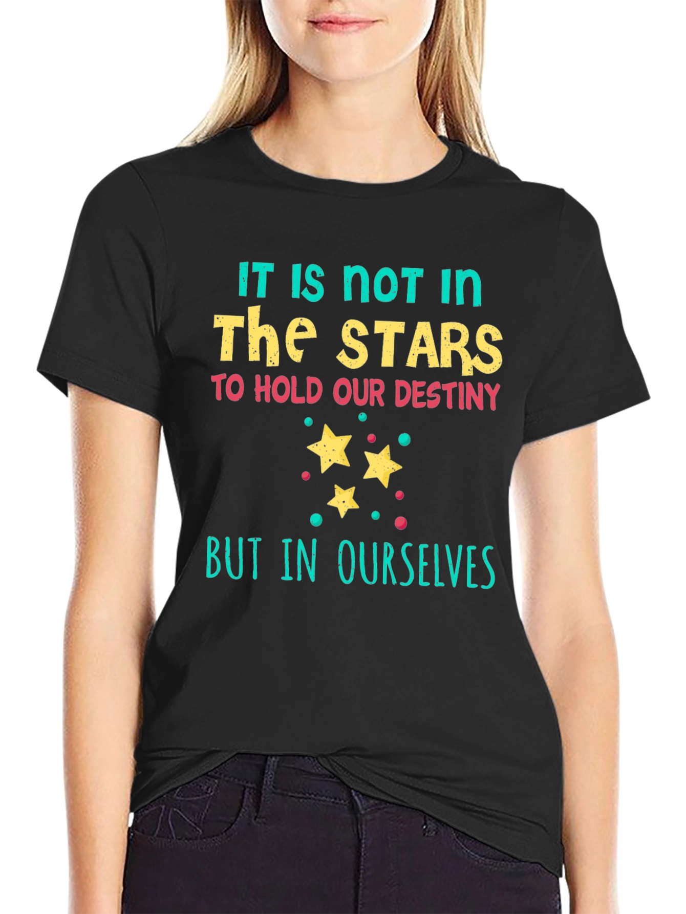 Camiseta Negra con Estampado Las Estrellas