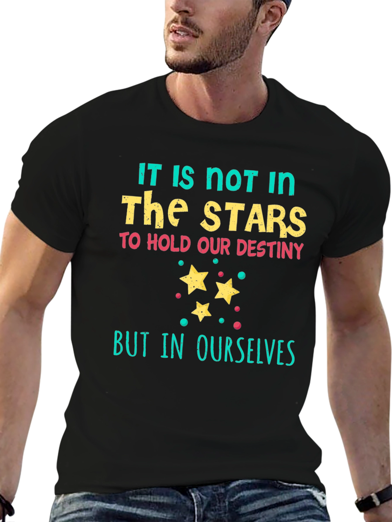 Camiseta Negra con Estampado Las Estrellas