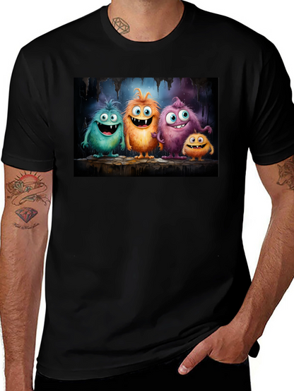 Camiseta Negra con Adorables Monstruos