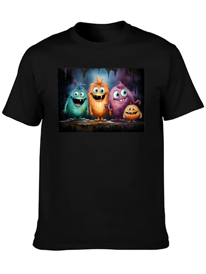 Camiseta Negra con Adorables Monstruos