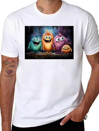 Camiseta Negra con Adorables Monstruos