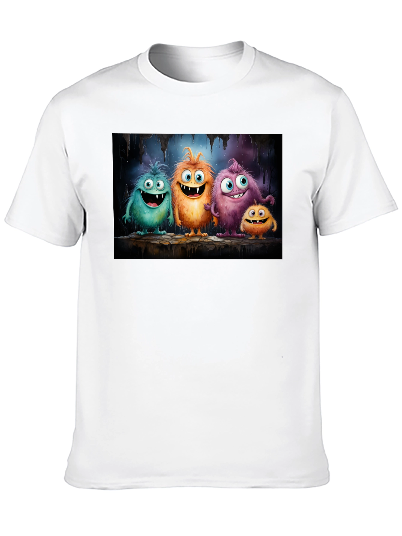Camiseta Negra con Adorables Monstruos