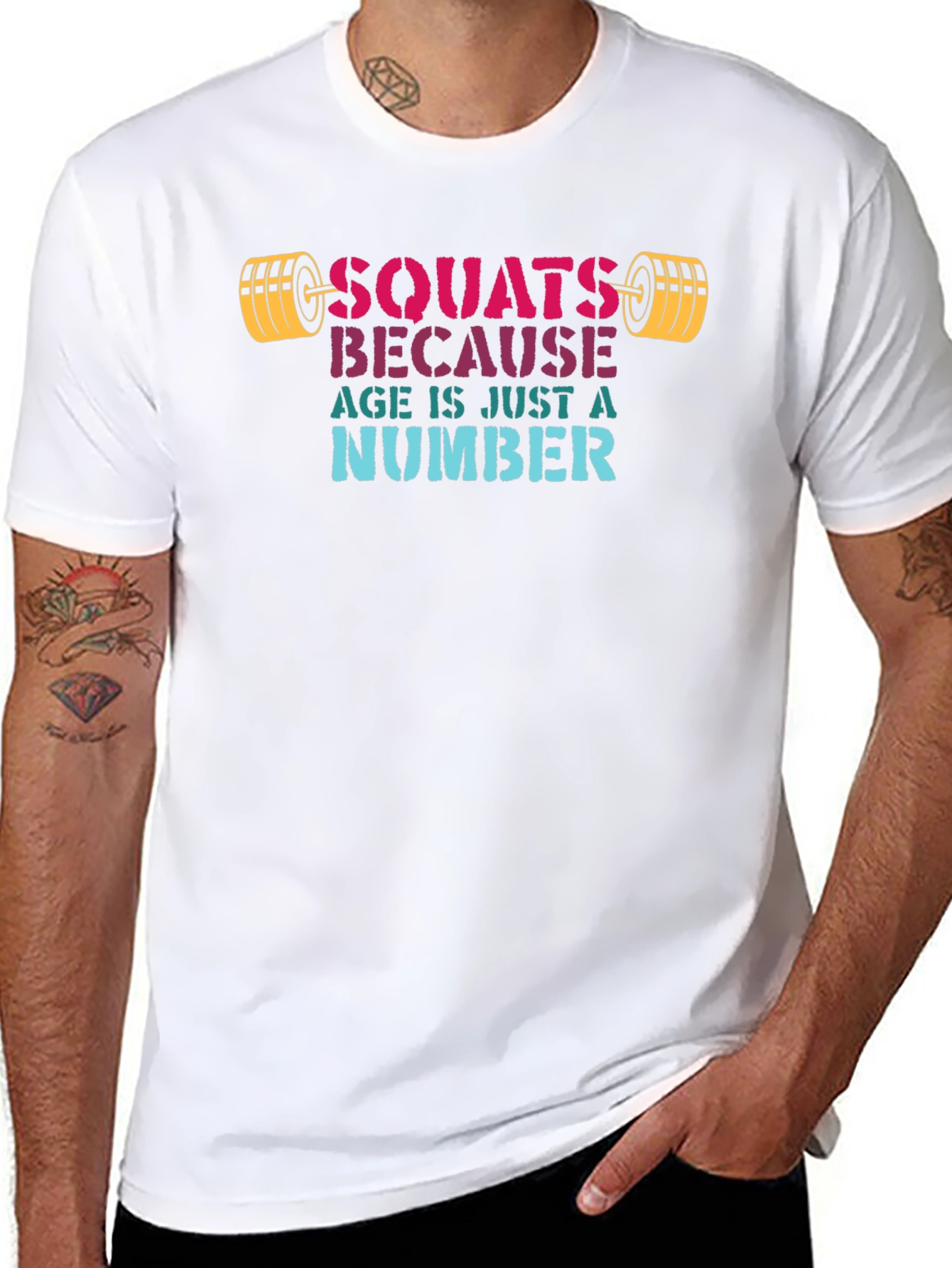 Camiseta Negra: Squats Because Age Is Just a Number