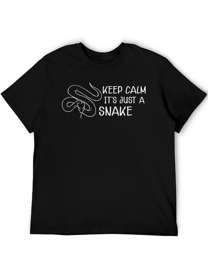Camiseta Negra Hombre - Diseño Serpiente Tranquila