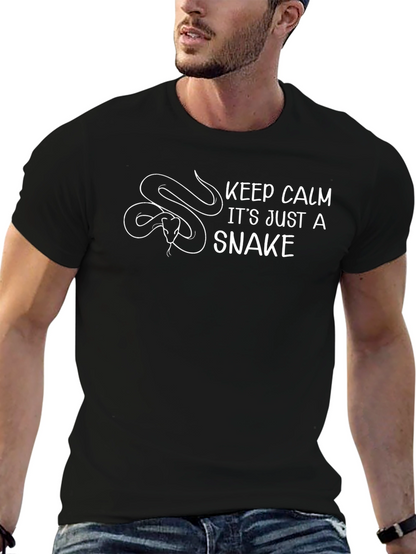 Camiseta Negra Hombre - Diseño Serpiente Tranquila