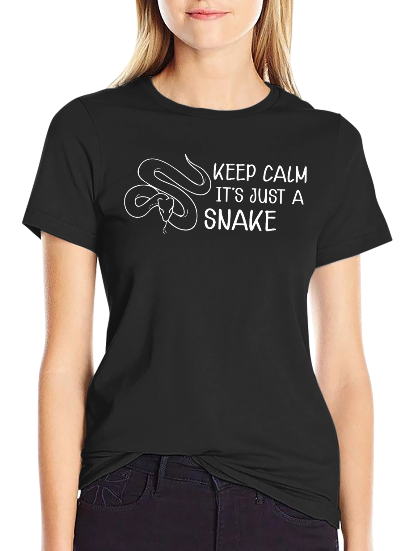 Camiseta Negra Hombre - Diseño Serpiente Tranquila