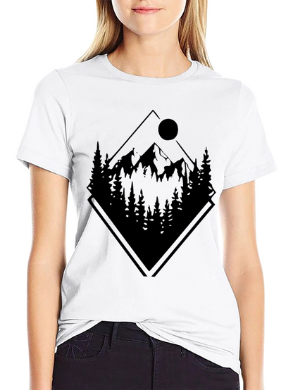 Camiseta Negra: Montaña y Naturaleza