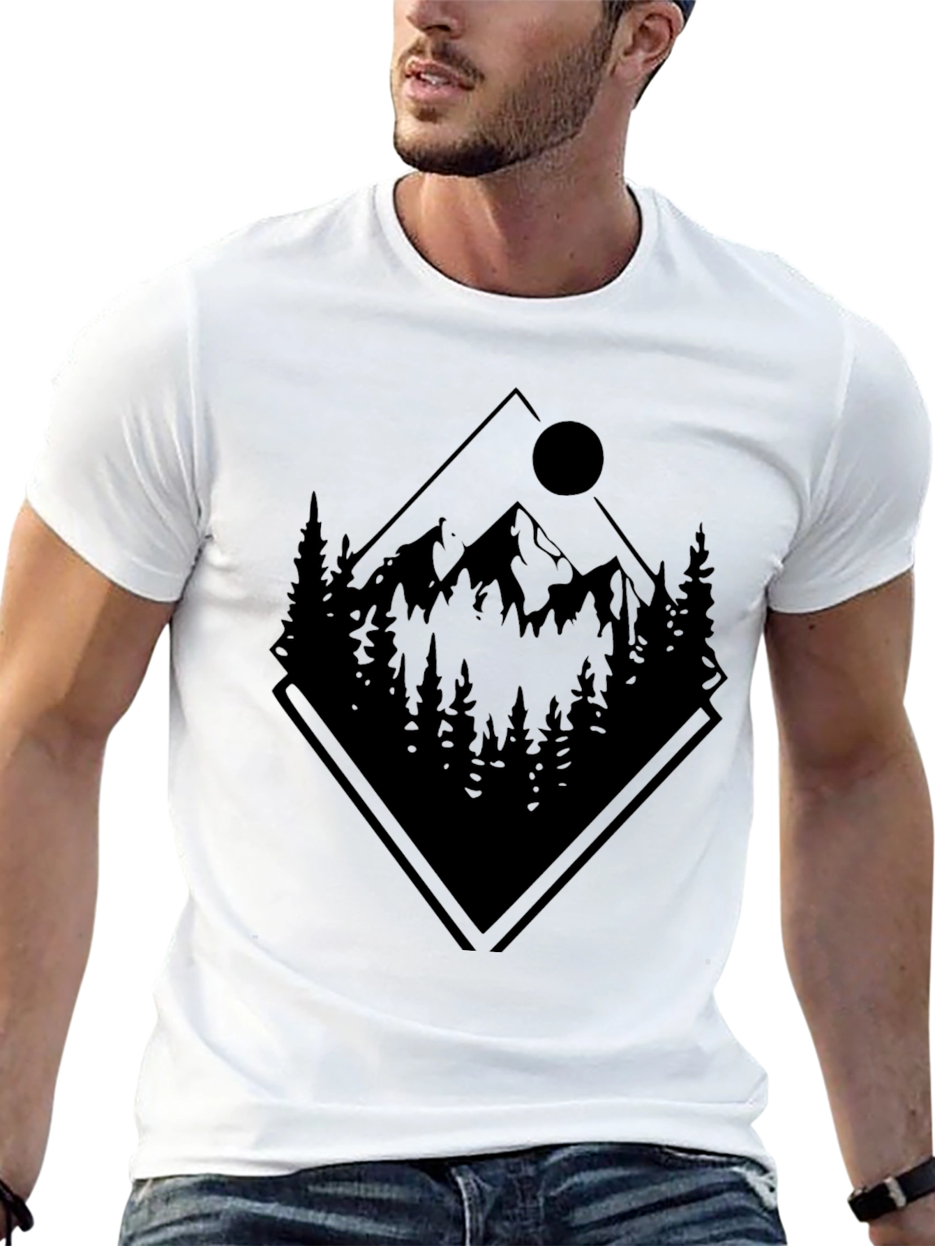Camiseta Negra: Montaña y Naturaleza