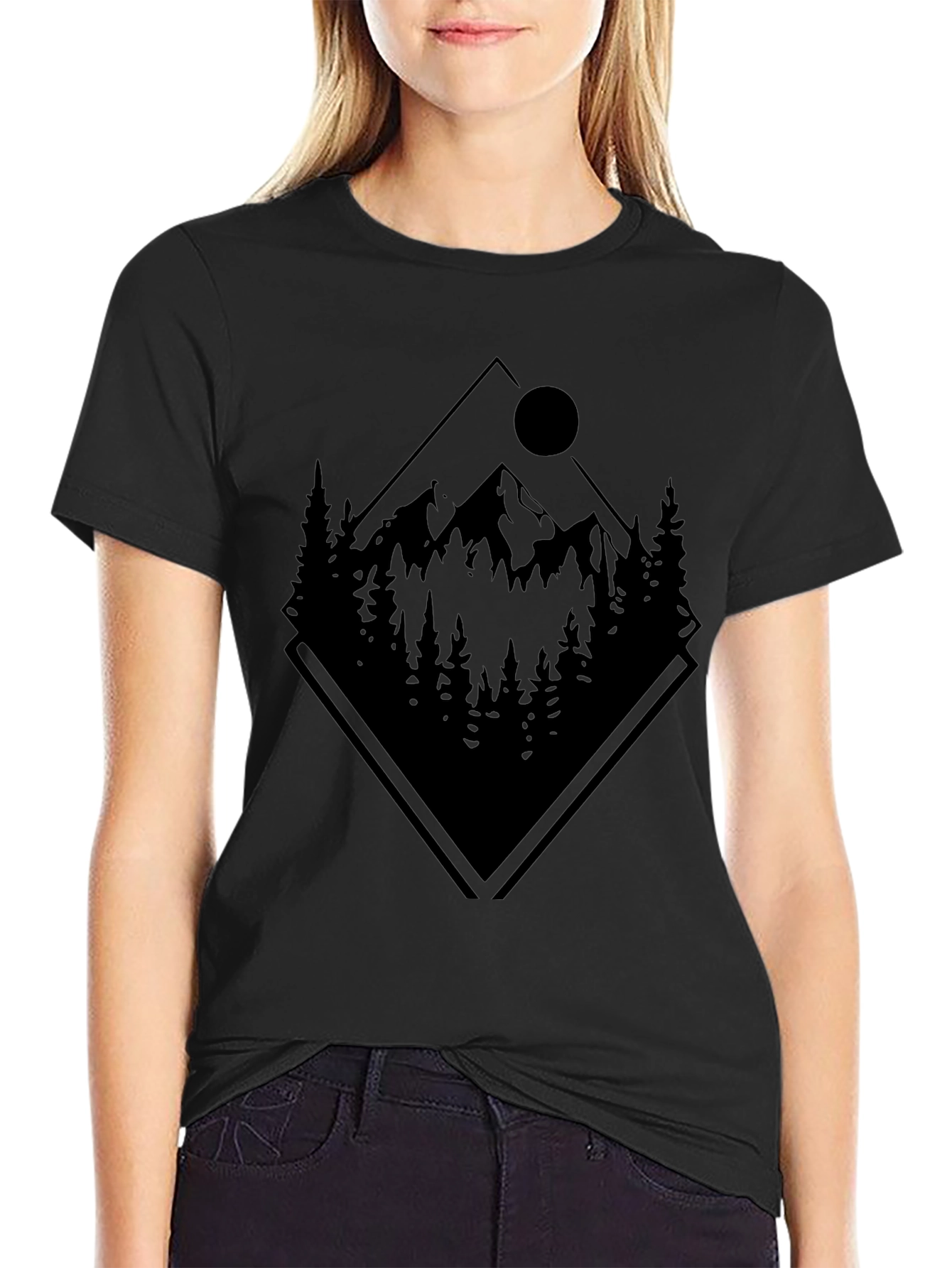 Camiseta Negra: Montaña y Naturaleza