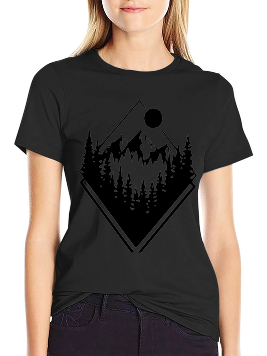 Camiseta Negra: Montaña y Naturaleza