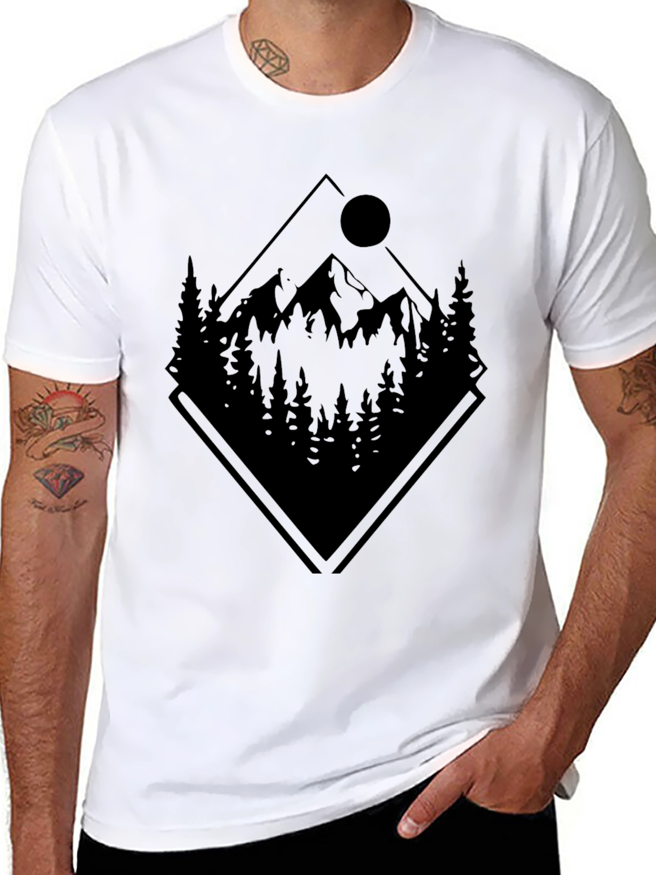 Camiseta Negra: Montaña y Naturaleza