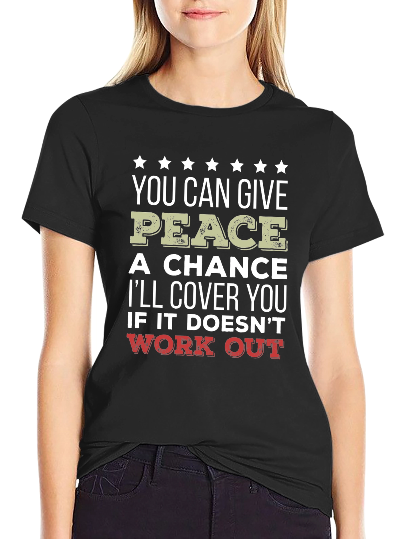 Camiseta Negra Peace - Humor y Protección