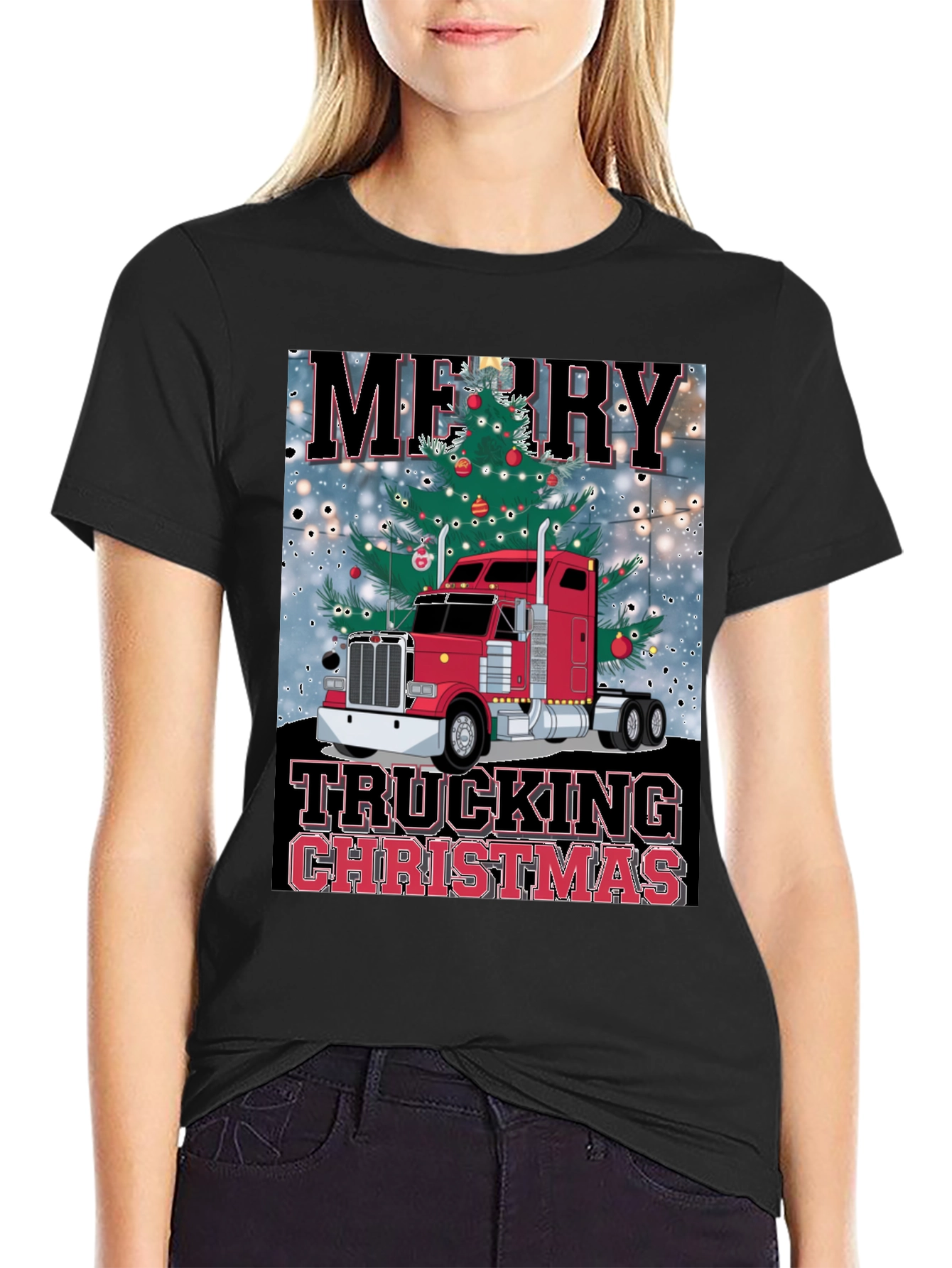 Camiseta Navideña de Camionero - Merry Trucking Christmas