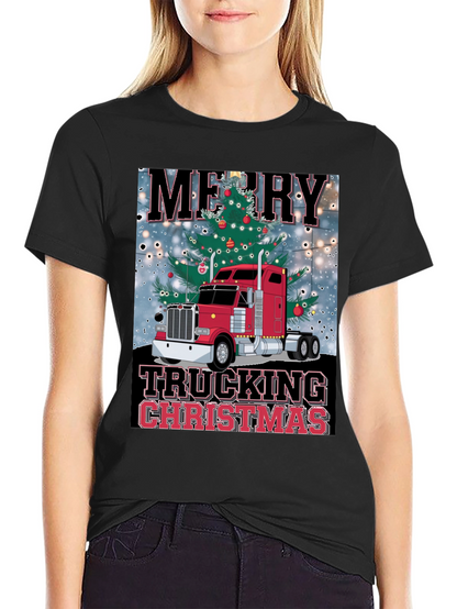 Camiseta Navideña de Camionero - Merry Trucking Christmas