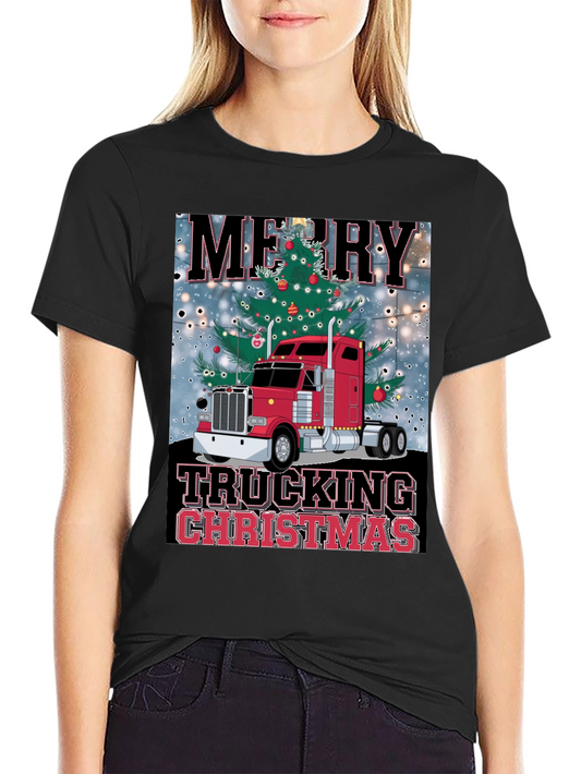 Camiseta Navideña de Camionero - Merry Trucking Christmas