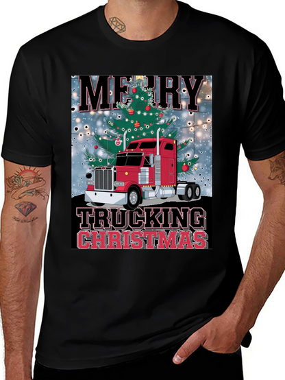 Camiseta Navideña de Camionero - Merry Trucking Christmas