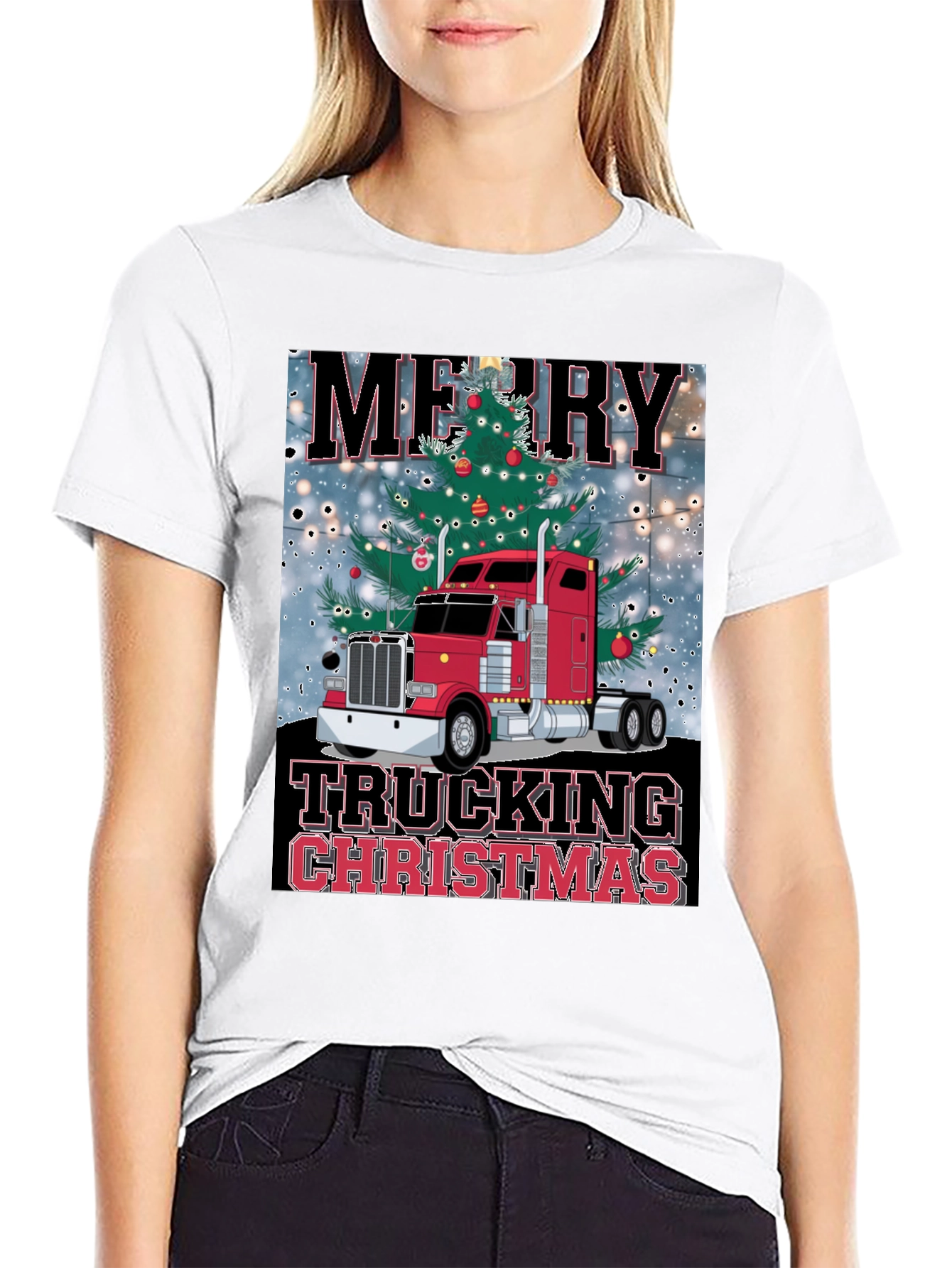 Camiseta Navideña de Camionero - Merry Trucking Christmas