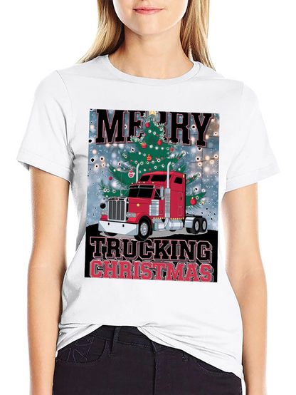 Camiseta Navideña de Camionero - Merry Trucking Christmas