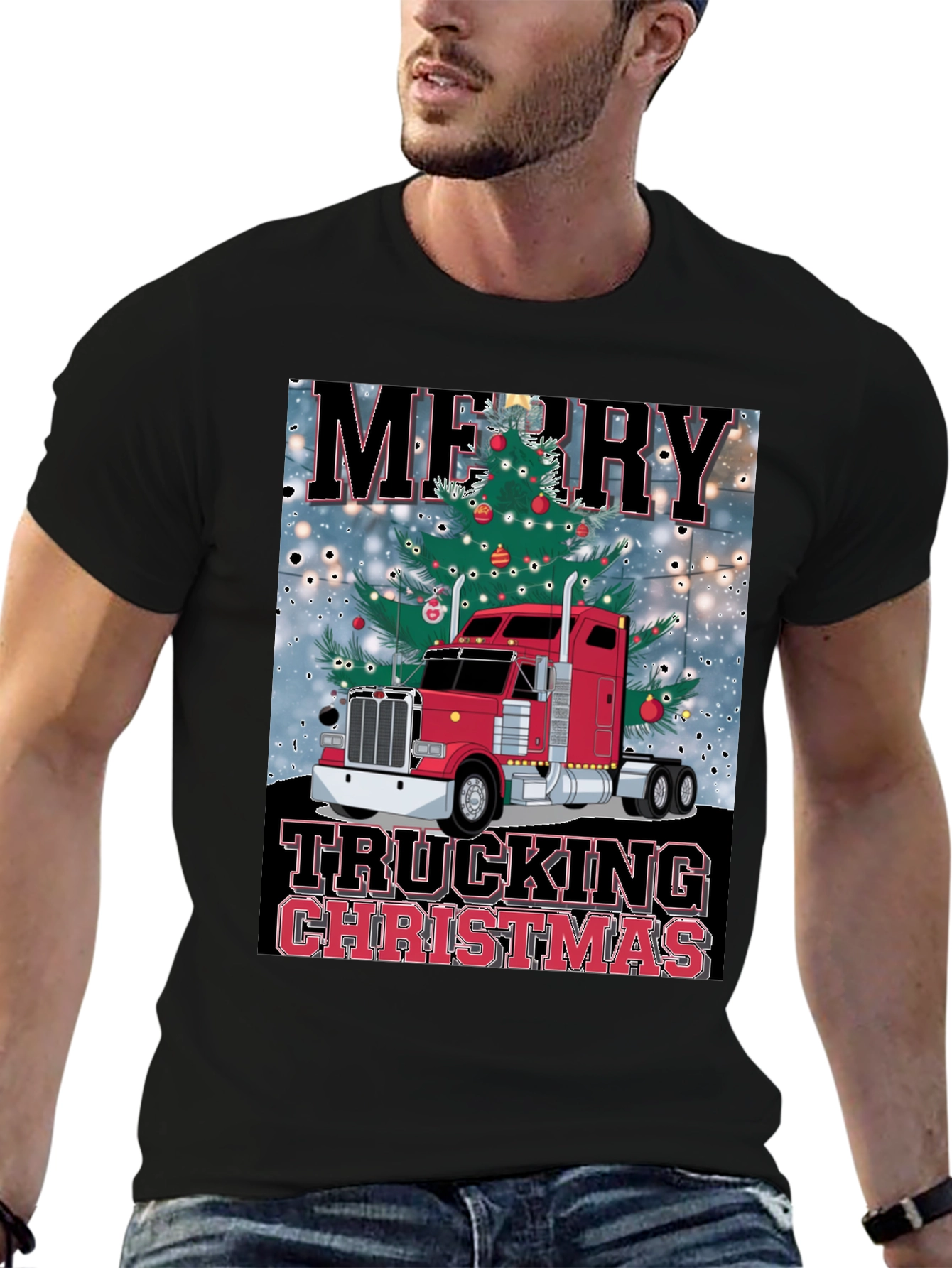 Camiseta Navideña de Camionero - Merry Trucking Christmas