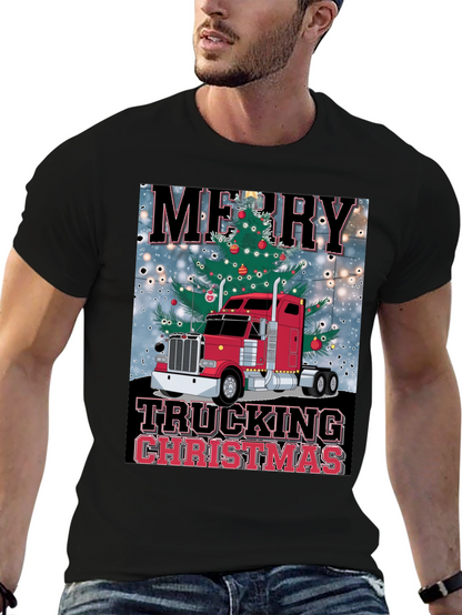 Camiseta Navideña de Camionero - Merry Trucking Christmas