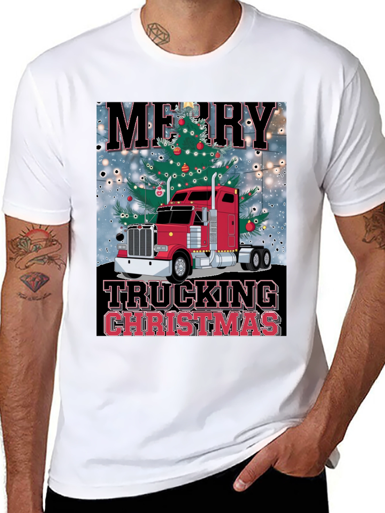 Camiseta Navideña de Camionero - Merry Trucking Christmas