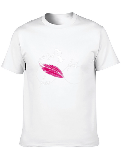 Camiseta Negra Feel Free con Pluma y Pájaros